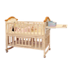Natural Wood Baby Crib On Wheels With Changing Table